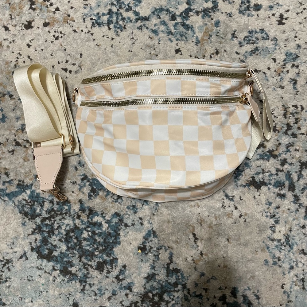 Checkered Cream and White Women's Bag